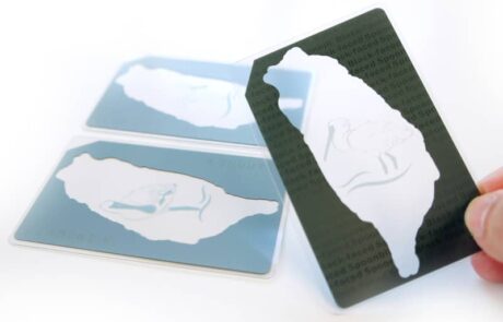 Transparent playing cards for board games with custom printed design
