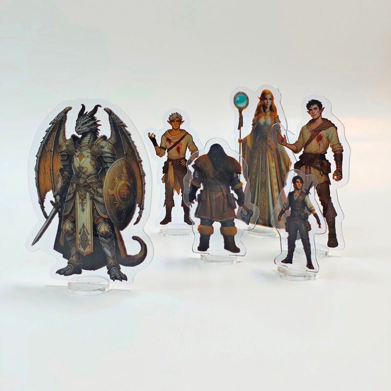 Standee characters for tabletop RPG standing on bases